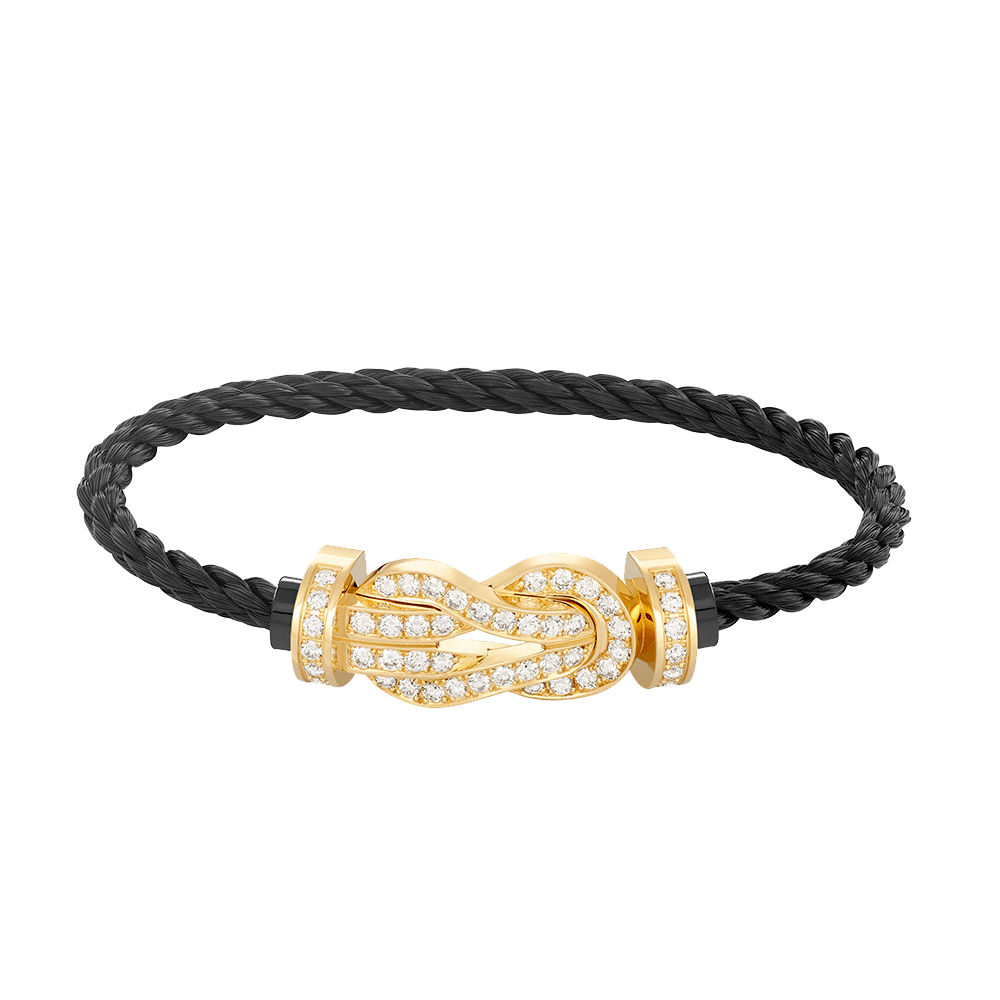 [Zalyn]LARGE 8-FIGURE BUCKLE FULL DIAMOND BRACELET - GOLD