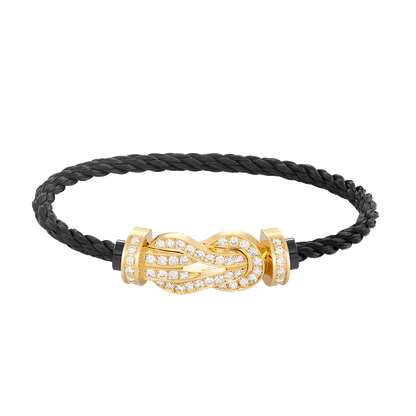 [Zalyn]LARGE 8-FIGURE BUCKLE FULL DIAMOND BRACELET - GOLD