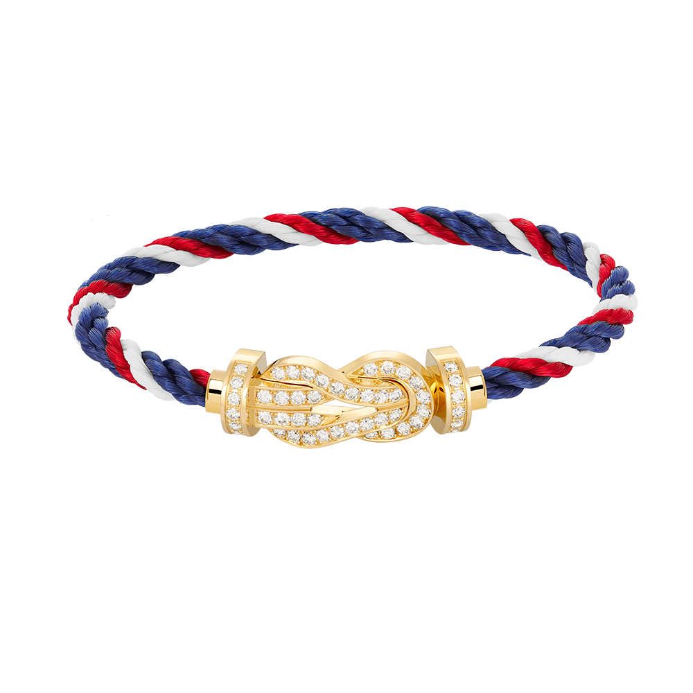 [Zalyn]LARGE 8-FIGURE BUCKLE FULL DIAMOND BRACELET - GOLD