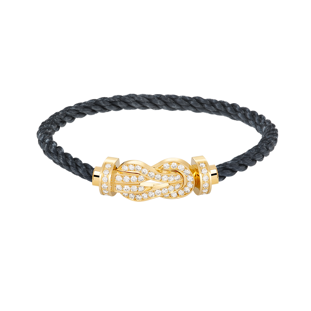 [Zalyn]LARGE 8-FIGURE BUCKLE FULL DIAMOND BRACELET - GOLD