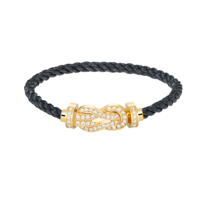 [Zalyn]LARGE 8-FIGURE BUCKLE FULL DIAMOND BRACELET - GOLD