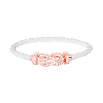 [Zalyn]LARGE 8-FIGURE BUCKLE FULL DIAMOND BRACELET - ROSE GOLD