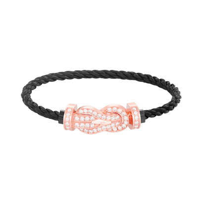 [Zalyn]LARGE 8-FIGURE BUCKLE FULL DIAMOND BRACELET - ROSE GOLD