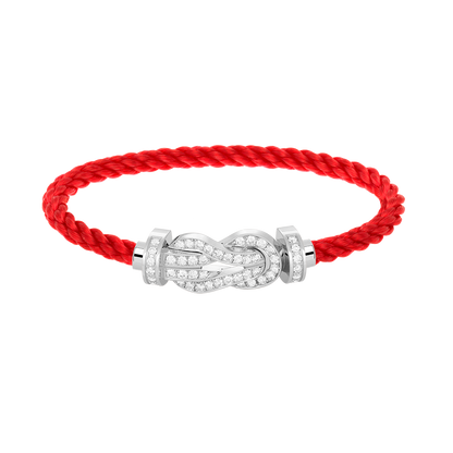 [Zalyn]LARGE 8-FIGURE BUCKLE FULL DIAMOND BRACELET -WHITE GOLD
