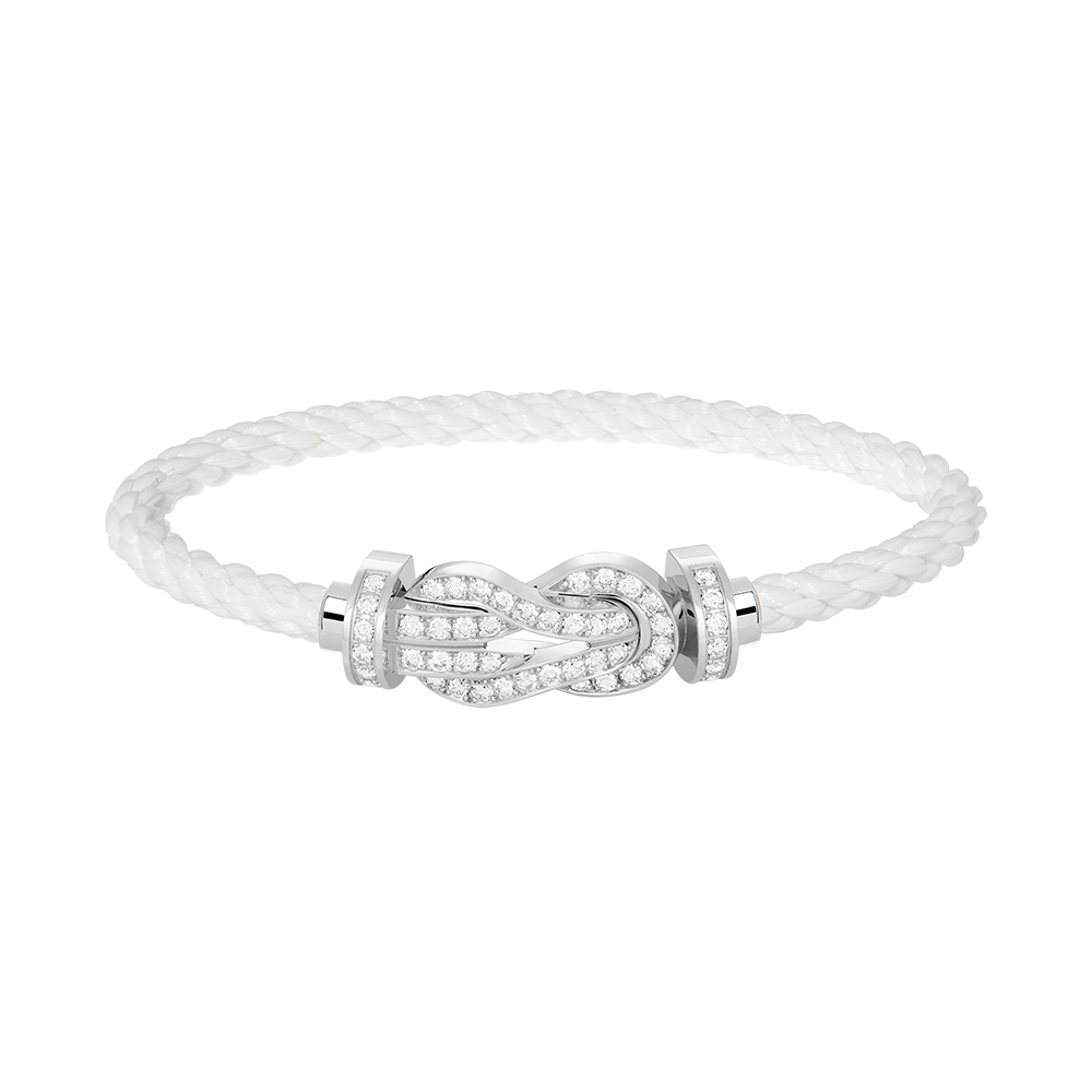 [Zalyn]LARGE 8-FIGURE BUCKLE FULL DIAMOND BRACELET -WHITE GOLD