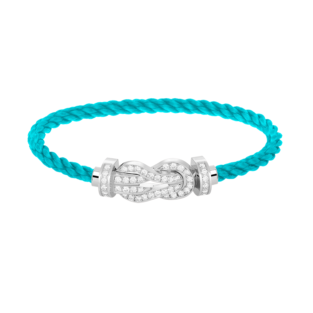 [Zalyn]LARGE 8-FIGURE BUCKLE FULL DIAMOND BRACELET -WHITE GOLD