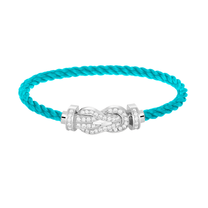 [Zalyn]LARGE 8-FIGURE BUCKLE FULL DIAMOND BRACELET -WHITE GOLD