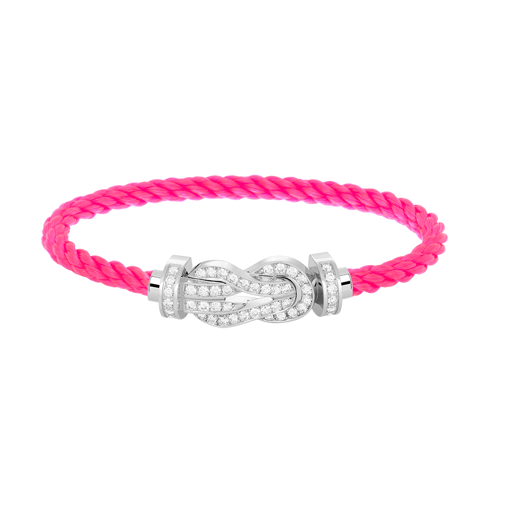 [Zalyn]LARGE 8-FIGURE BUCKLE FULL DIAMOND BRACELET -WHITE GOLD