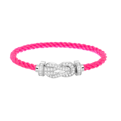 [Zalyn]LARGE 8-FIGURE BUCKLE FULL DIAMOND BRACELET -WHITE GOLD