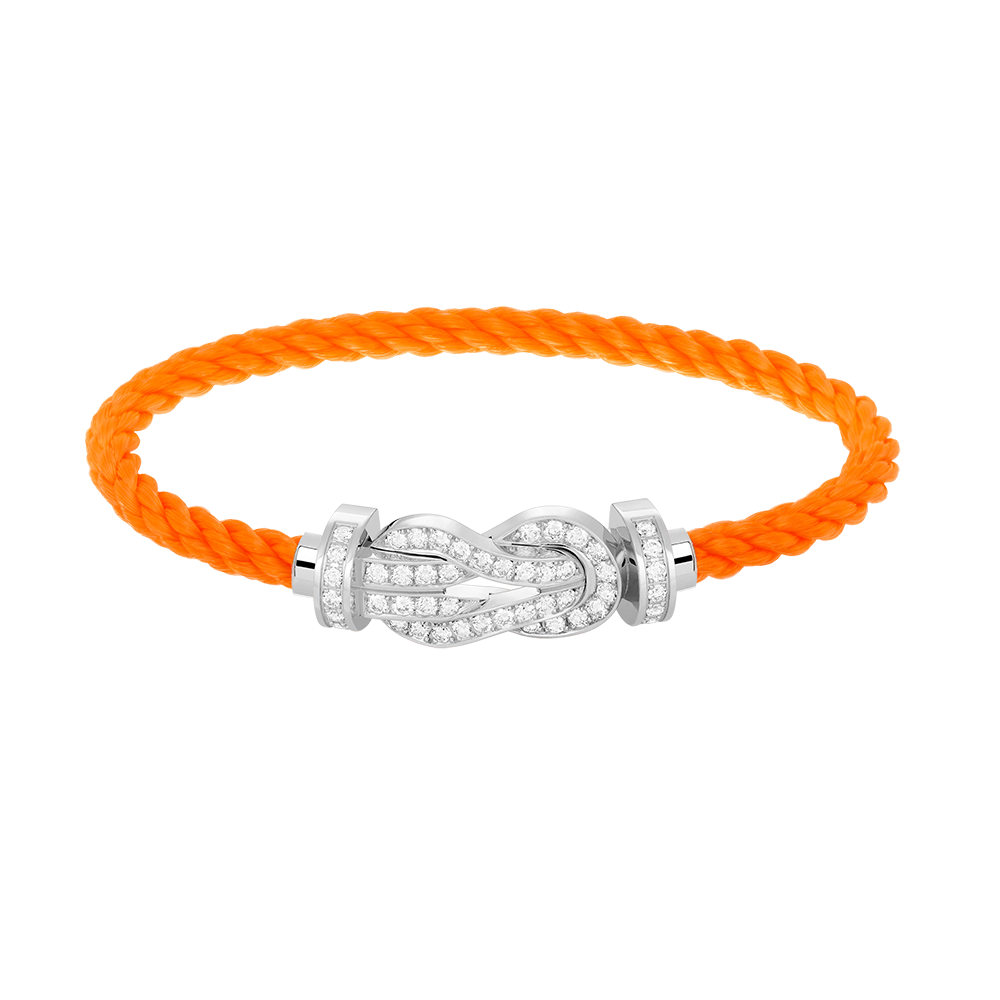 [Zalyn]LARGE 8-FIGURE BUCKLE FULL DIAMOND BRACELET -WHITE GOLD
