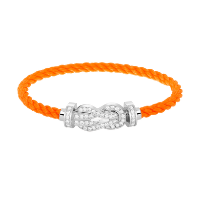 [Zalyn]LARGE 8-FIGURE BUCKLE FULL DIAMOND BRACELET -WHITE GOLD