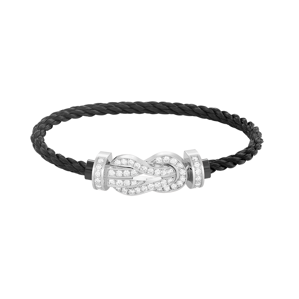 [Zalyn]LARGE 8-FIGURE BUCKLE FULL DIAMOND BRACELET -WHITE GOLD