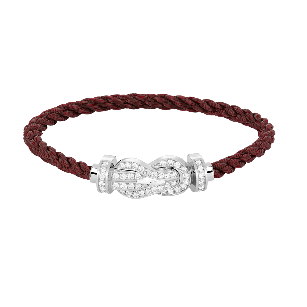[Zalyn]LARGE 8-FIGURE BUCKLE FULL DIAMOND BRACELET -WHITE GOLD