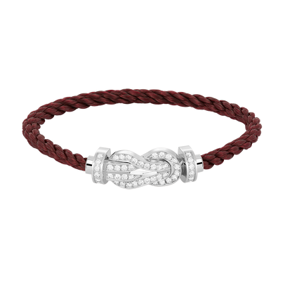 [Zalyn]LARGE 8-FIGURE BUCKLE FULL DIAMOND BRACELET -WHITE GOLD