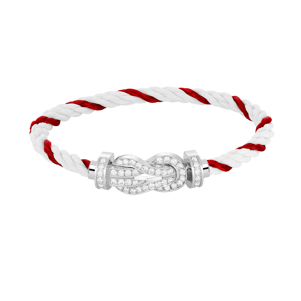 [Zalyn]LARGE 8-FIGURE BUCKLE FULL DIAMOND BRACELET -WHITE GOLD