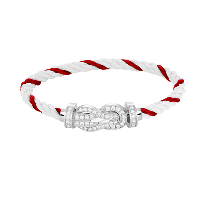 [Zalyn]LARGE 8-FIGURE BUCKLE FULL DIAMOND BRACELET -WHITE GOLD