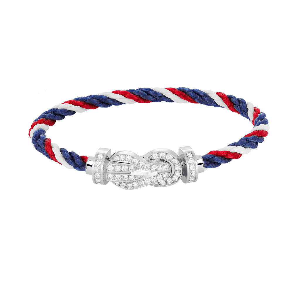 [Zalyn]LARGE 8-FIGURE BUCKLE FULL DIAMOND BRACELET -WHITE GOLD