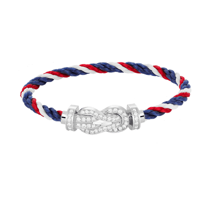 [Zalyn]LARGE 8-FIGURE BUCKLE FULL DIAMOND BRACELET -WHITE GOLD