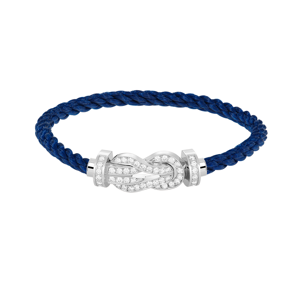 [Zalyn]LARGE 8-FIGURE BUCKLE FULL DIAMOND BRACELET -WHITE GOLD