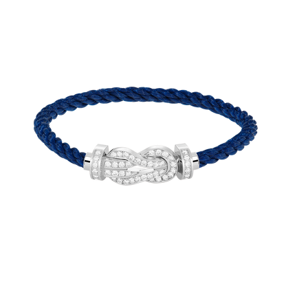 [Zalyn]LARGE 8-FIGURE BUCKLE FULL DIAMOND BRACELET -WHITE GOLD