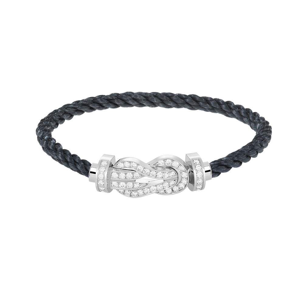 [Zalyn]LARGE 8-FIGURE BUCKLE FULL DIAMOND BRACELET -WHITE GOLD