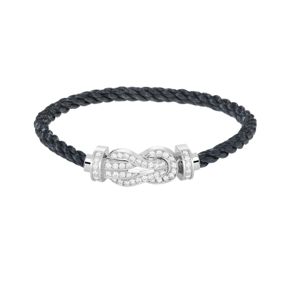 [Zalyn]LARGE 8-FIGURE BUCKLE FULL DIAMOND BRACELET -WHITE GOLD