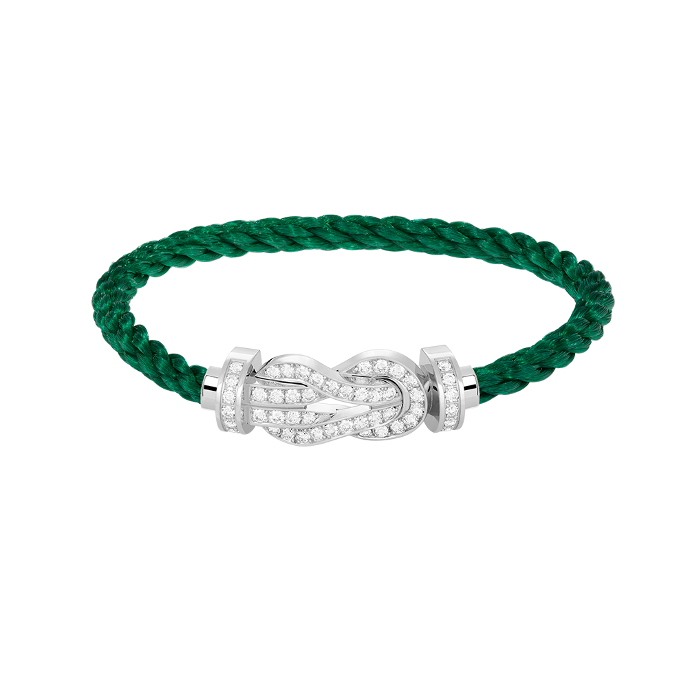 [Zalyn]LARGE 8-FIGURE BUCKLE FULL DIAMOND BRACELET -WHITE GOLD