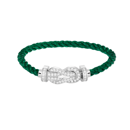 [Zalyn]LARGE 8-FIGURE BUCKLE FULL DIAMOND BRACELET -WHITE GOLD