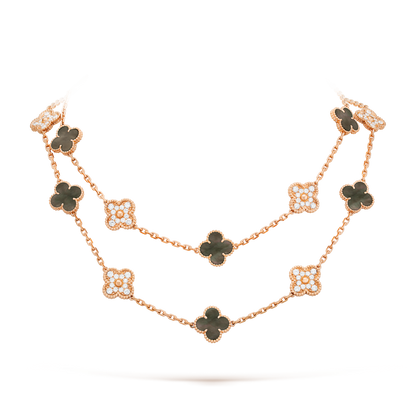 [Zalyn Jewelry ]CLOVER 20 MOTIFS DARK MOP DIAMOND  NECKLACE