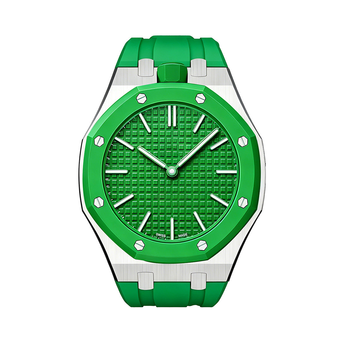 [Zalyn]OAK POP GREEN STEEL SILICONE STRAP