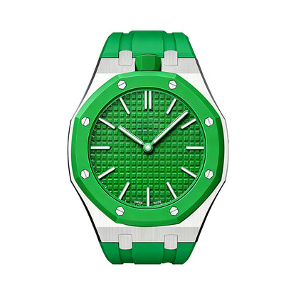 [Zalyn]OAK POP GREEN STEEL SILICONE STRAP