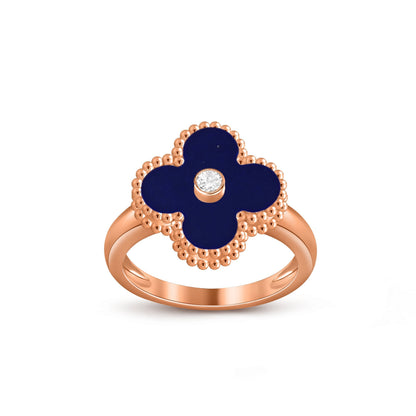 [Zalyn]LUCKY CLOVER DIAMOND-ACCENT ROSE GOLD RING COLLECTION