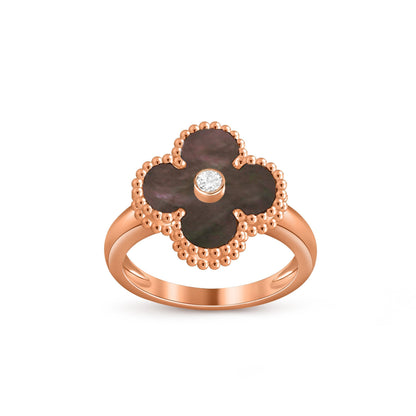 [Zalyn]LUCKY CLOVER DIAMOND-ACCENT ROSE GOLD RING COLLECTION
