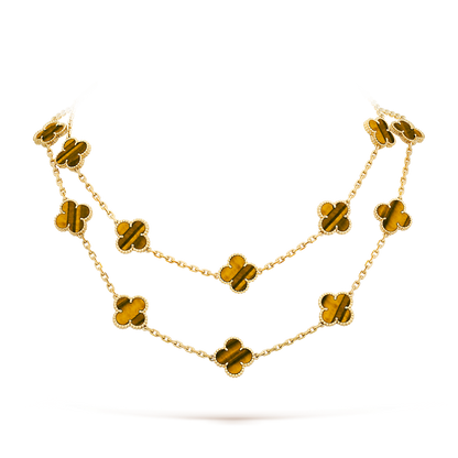 [Zalyn Jewelry ]CLOVER 20 MOTIFS TIGER EYE ROSE GOLD