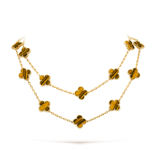 [Zalyn Jewelry ]CLOVER 20 MOTIFS TIGER EYE ROSE GOLD