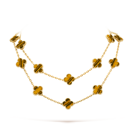 [Zalyn Jewelry ]CLOVER 20 MOTIFS TIGER EYE ROSE GOLD