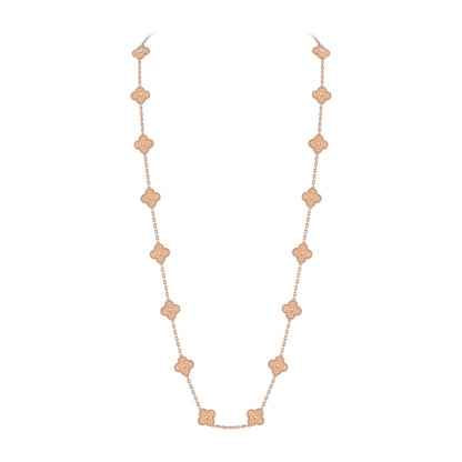 [Zalyn]CLASSIC 20-MOTIF LUCKY CLOVER LONG NECKLACE ROSE GOLD COLLECTION