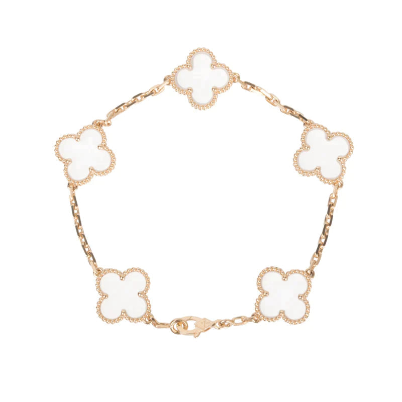 [Zalyn Jewelry ]CLOVER 5 MOTIF ROCK CRYSTAL BRACELET