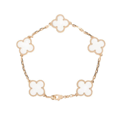 [Zalyn Jewelry ]CLOVER 5 MOTIF ROCK CRYSTAL BRACELET