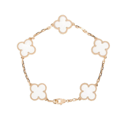 [Zalyn Jewelry ]CLOVER 5 MOTIF ROCK CRYSTAL BRACELET