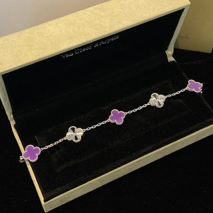 [Zalyn]LUCKY CLOVER 5-MOTIF BRACELET - VIOLET COLLECTION