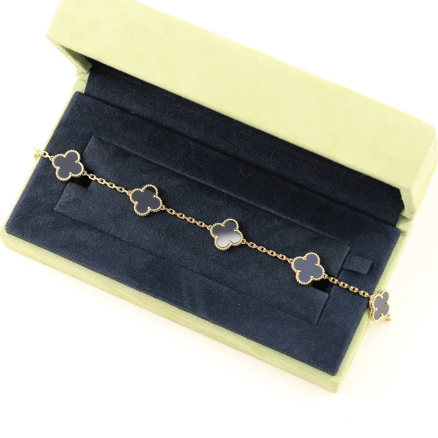 [Zalyn]LUCKY CLOVER 5-MOTIF BRACELET - BLACK OXNY COLLECTION