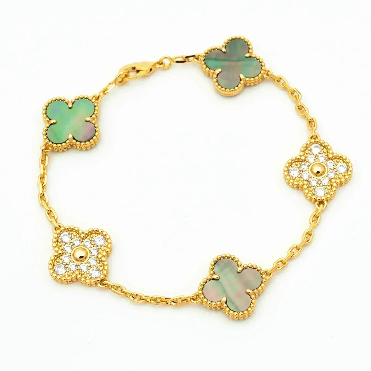 [Zalyn Jewelry ] CLOVER 5 MOTIF GRAY MOP BRACELET COLLECTION