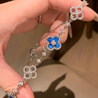 [Zalyn Jewelry ]CLOVER 5 MOTIF PINK BLUE RED WHITE BRACELET