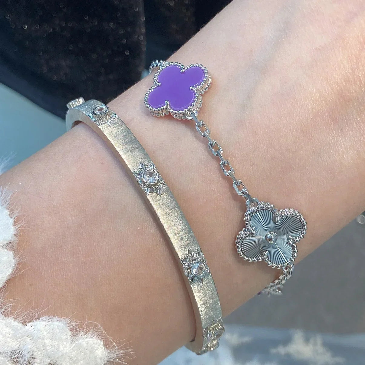[Zalyn]LUCKY CLOVER 5-MOTIF BRACELET - VIOLET COLLECTION