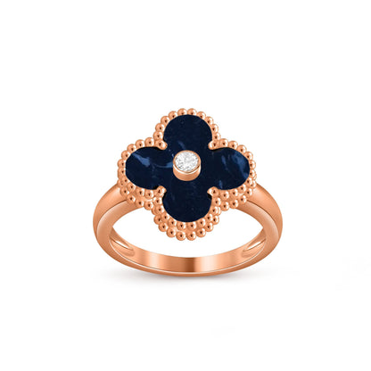 [Zalyn]LUCKY CLOVER DIAMOND-ACCENT ROSE GOLD RING COLLECTION