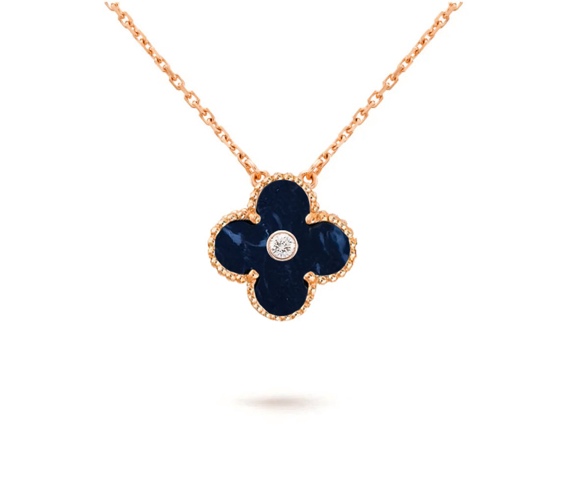 [Zalyn]15MM CLOVER FLOWER DIAMOND PENDANT NECKLACE COLLECTION
