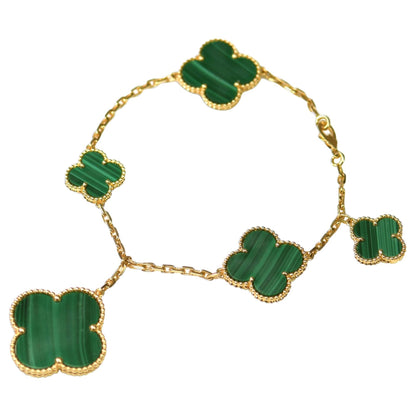 [Zalyn Jewelry ]MAGIC CLOVER MALACHITE GOLD BRACELET 5 MOTIFS