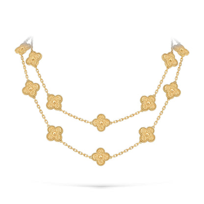[Zalyn]CLASSIC 20-MOTIF LUCKY CLOVER LONG NECKLACE GOLD COLLECTION