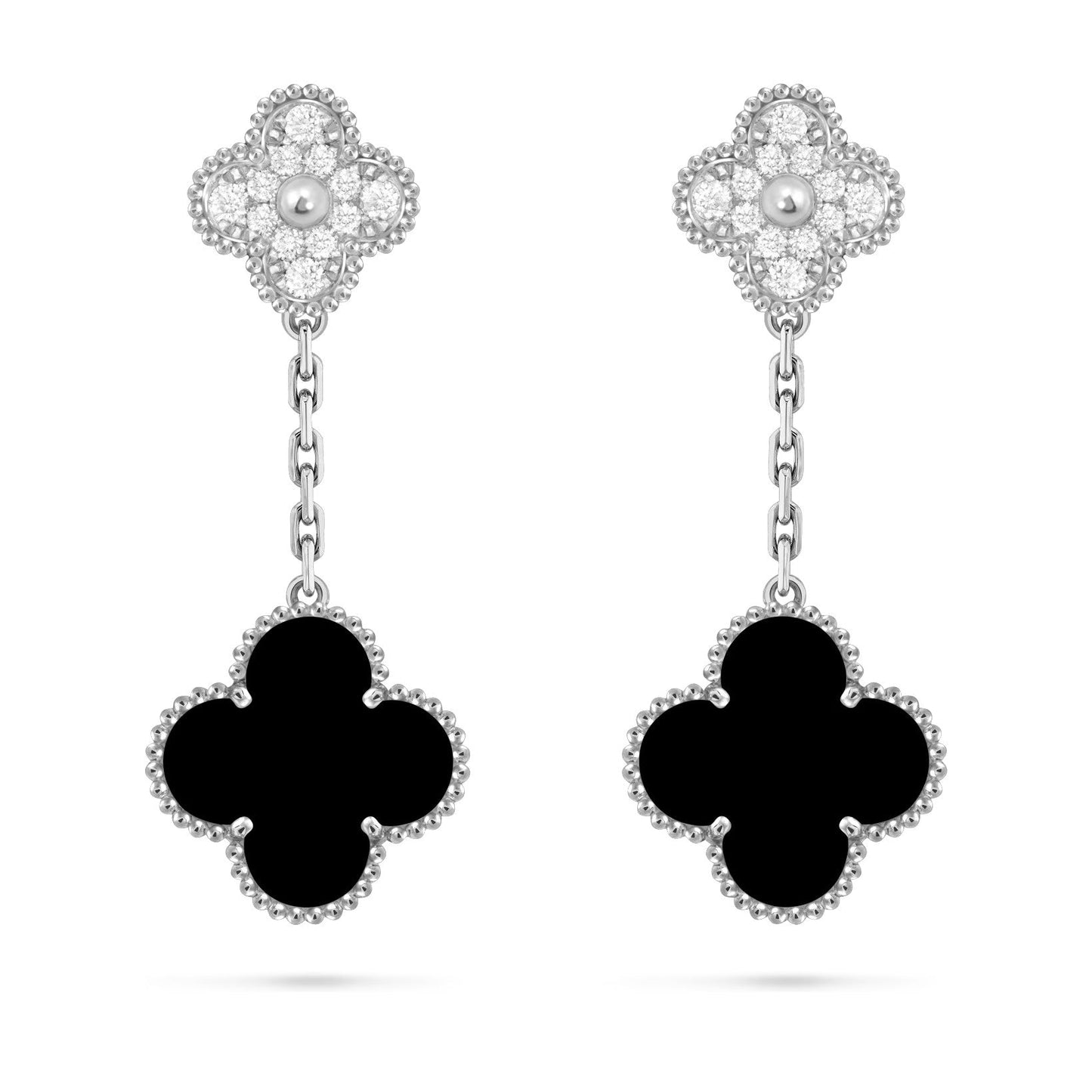 [Zalyn]CLOVER DUAL-MOTIF STATEMENT STUD EARRINGS - DOUBLE-CHARM COLLECTION